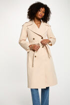 Trench long col tailleur sable femme