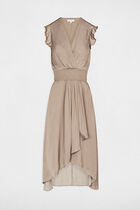 Sleeveless loose straight dress taupe women