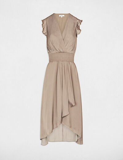 Sleeveless loose straight dress taupe women