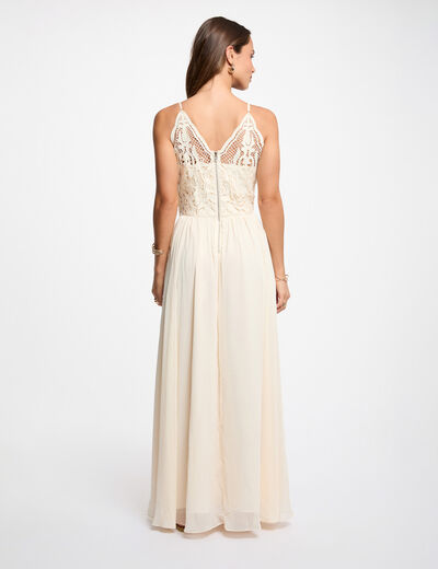 Long lace dress cream women