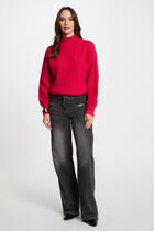 Jumper high collar raspberry pink women