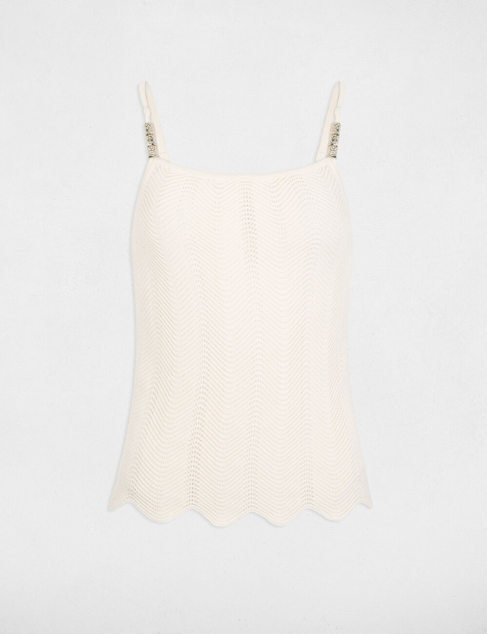 Knitted top thin straps ivory women