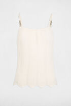 Knitted top thin straps ivory women