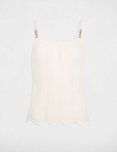 Knitted top thin straps ivory women