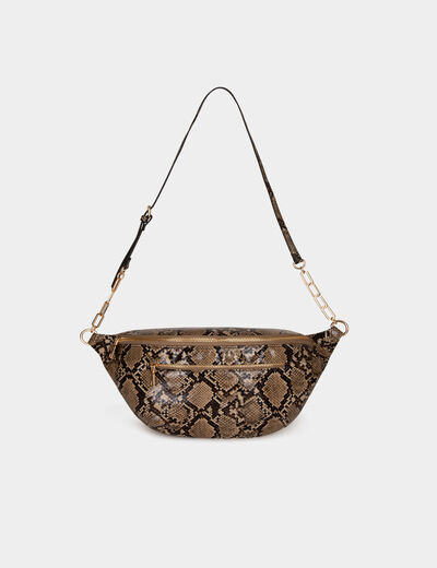 Sling bag snake effect taupe women