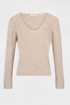 Long-sleeved jumper with V-neck light pink women
