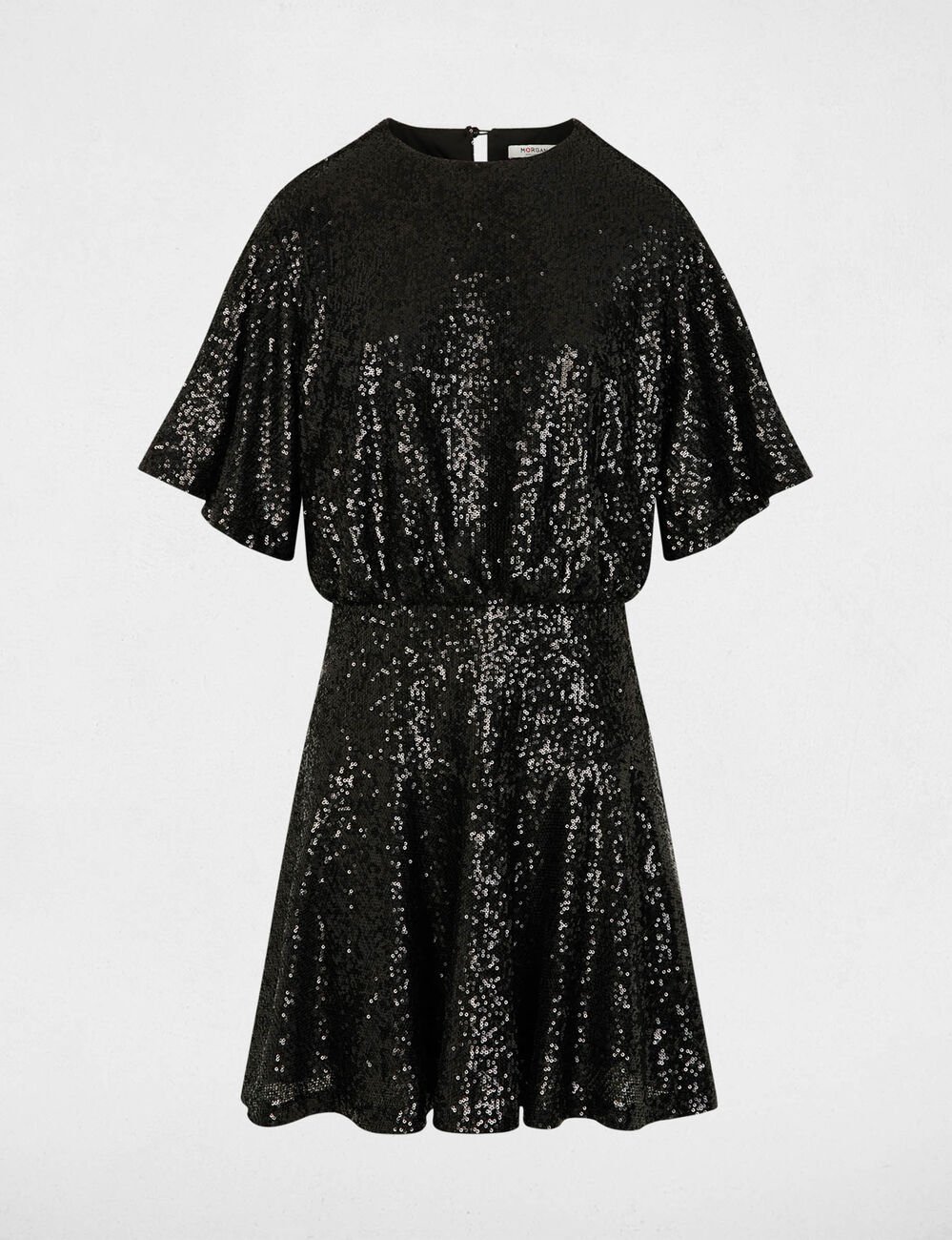 Robe courte sequins noir femme