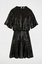 Robe courte sequins noir femme