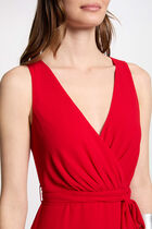 Wrap midi dress red women
