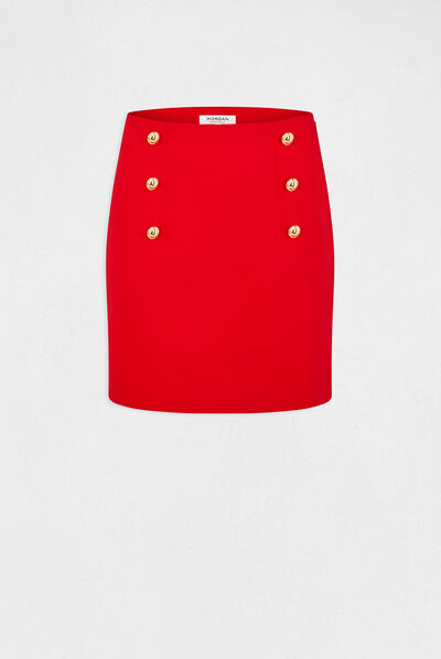 High-waisted straight skirt with buttons red ladies'