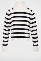 Stripped jumper turtleneck ivory women