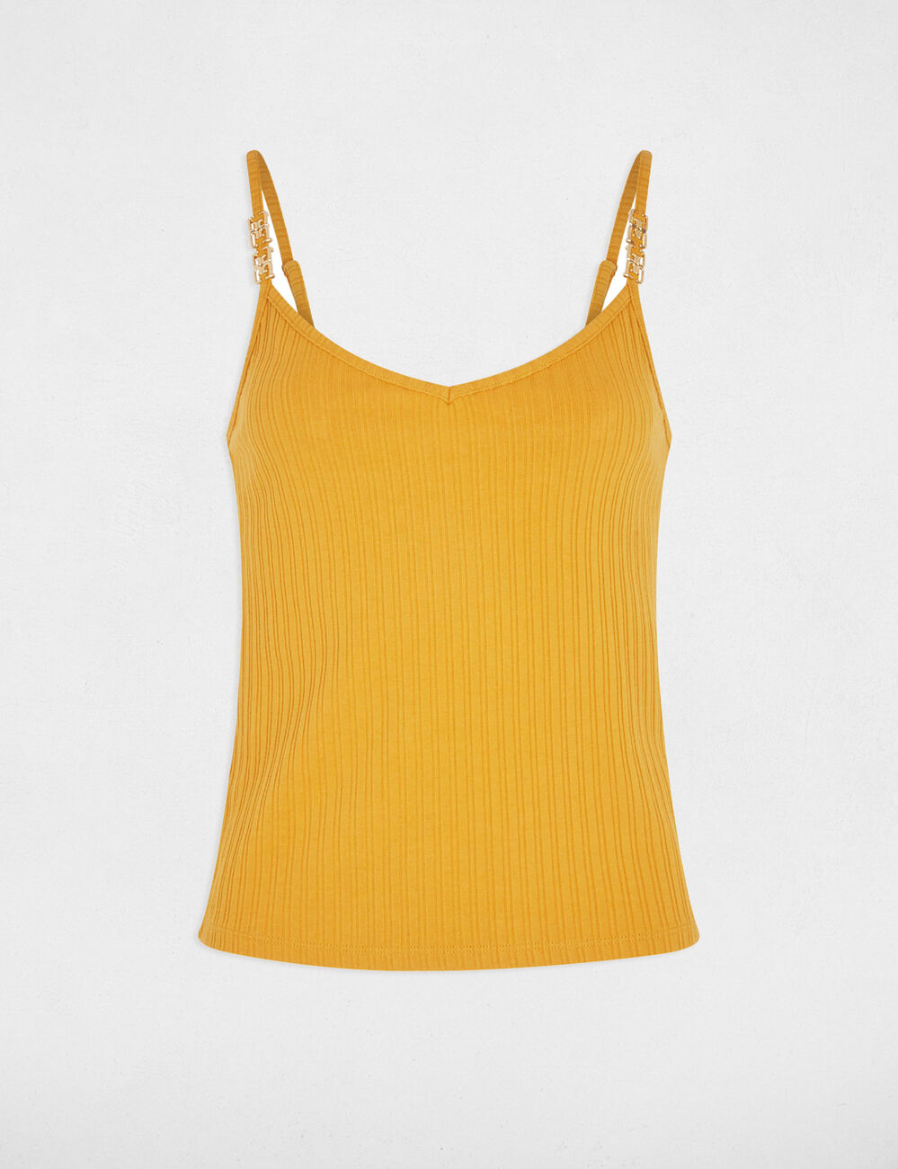 Vest top thin straps mustard yellow women