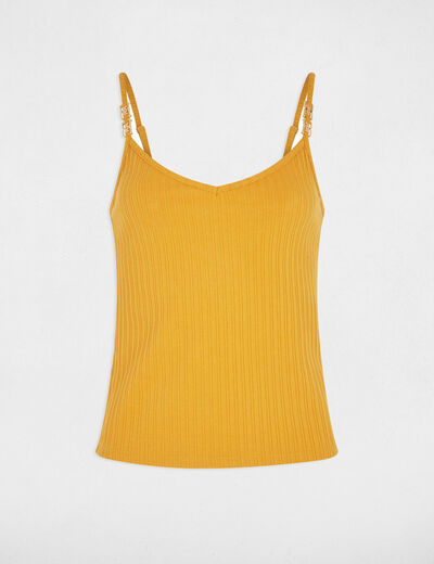 Vest top thin straps mustard yellow women