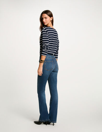 Striped long-sleeved t-shirt white women