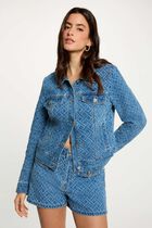 Chevron jacquard shorts denim stone women