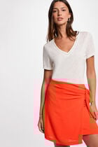 Jupe portefeuille drapée orange foncé femme