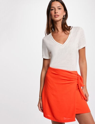 Draped wrap skirt dark orange women