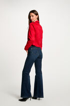 Zipped short suede jacket red women