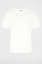 Lace t-shirt with round neck white women
