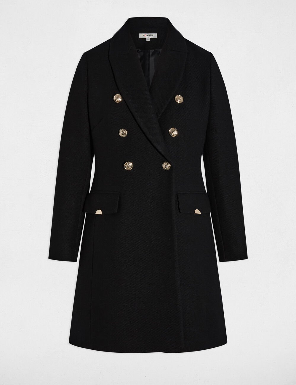 Fitted coat with tailored collar black women