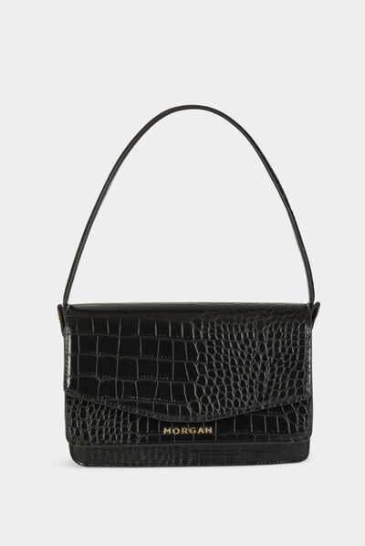 Baguette bag with croc effect black ladies'