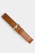Wide faux leather belt camel women