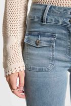 High-waisted bootcut jeans bleach denim women