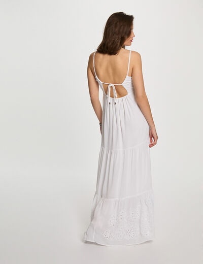 Loose maxi embroidered dress white women