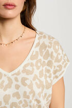 Printed short-sleeved jumper ivory women