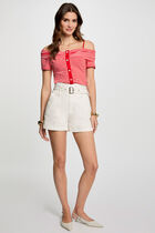 Striped short-sleeved t-shirt red women
