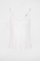 Shiny V-neck tank top white women