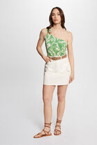 Printed asymmetrical top multicolored women