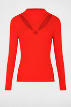 Long-sleeved jumper with openings orange women