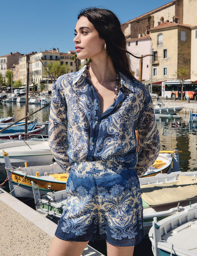 Printed shirt with notched collar multicolor women