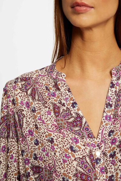 3/4-length sleeved shirt vegetal print multico ladies'