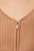 Long-sleeved jumper with ribbed knit camel women