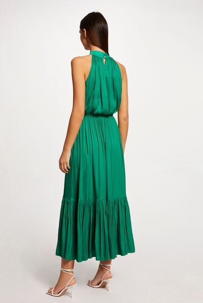 Maxi loose A-line dress green ladies'