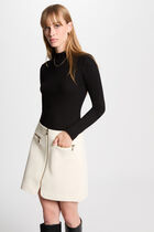 Pull col montant dos dentelle noir femme