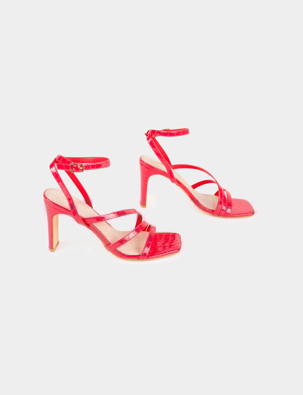 Patent croc sandals with heels medium red women