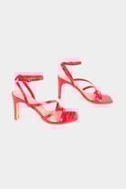 Patent croc sandals with heels medium red women