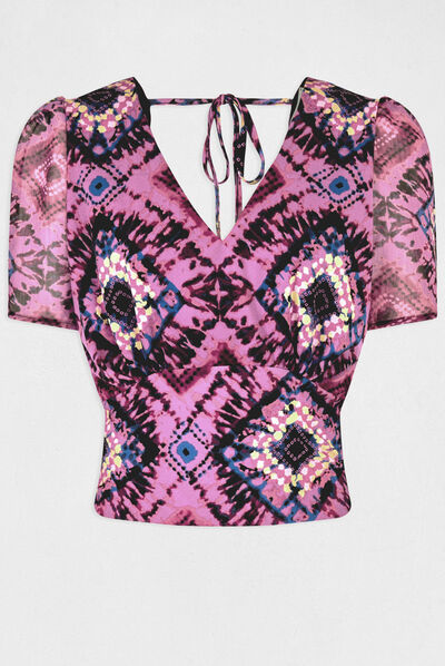 Short-sleeved t-shirt abstract print multico ladies'