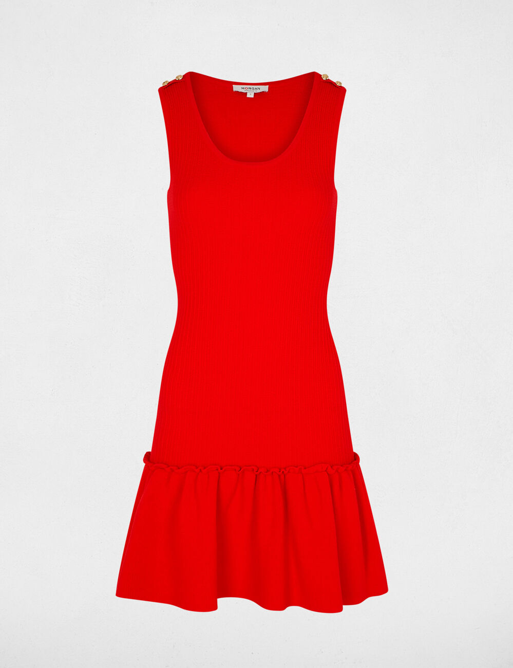 Knitted fitted dress bright red women