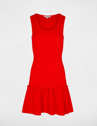 Knitted fitted dress bright red women
