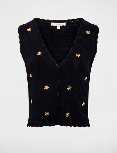 Sleeveless cardigan black women