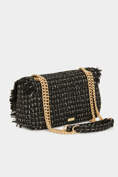 Clutch bag with fringes black ladies'