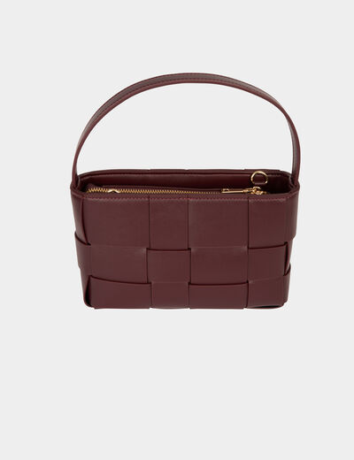 Woven faux leather bag bordeaux women