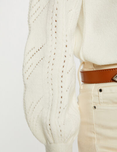 Long-sleeved jumper openwork details ivory ladies'