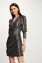 Fitted mini metallised dress metal women