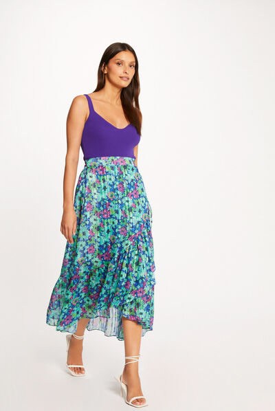 Maxi A-line skirt with floral print multico ladies'