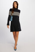 A-line mini knitted dress navy blue women